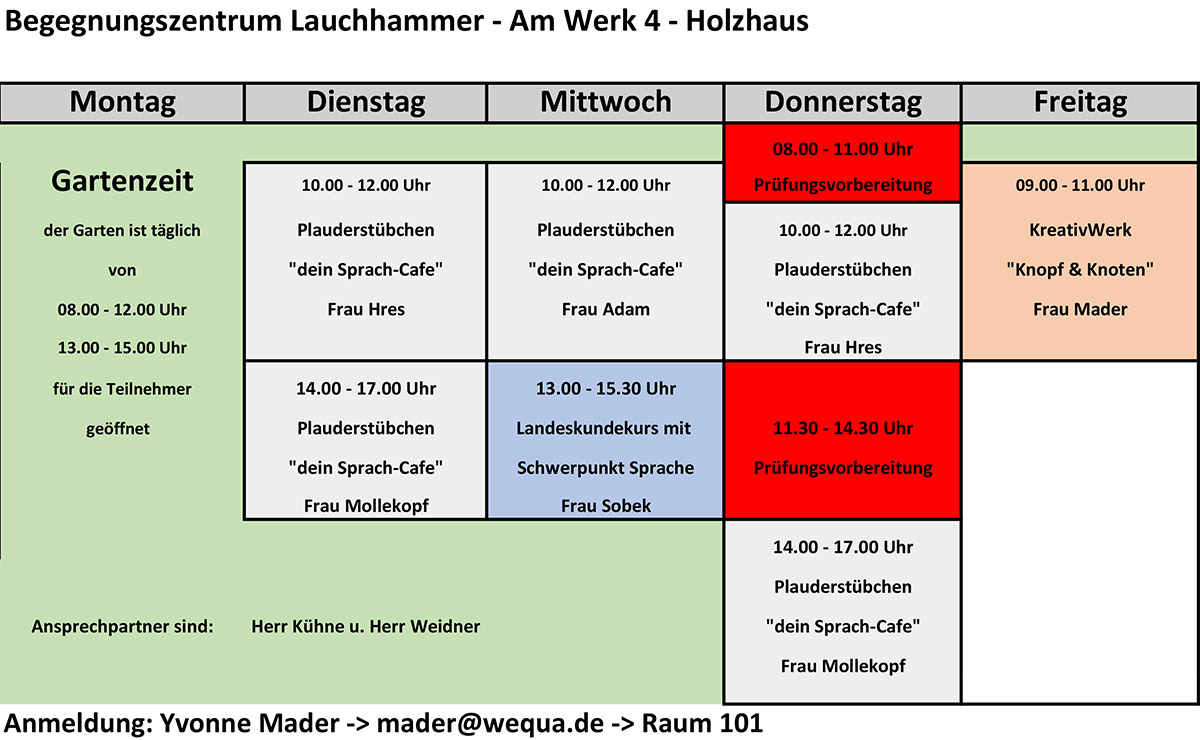 Wochenplanung Lauchhammer Januar 2025