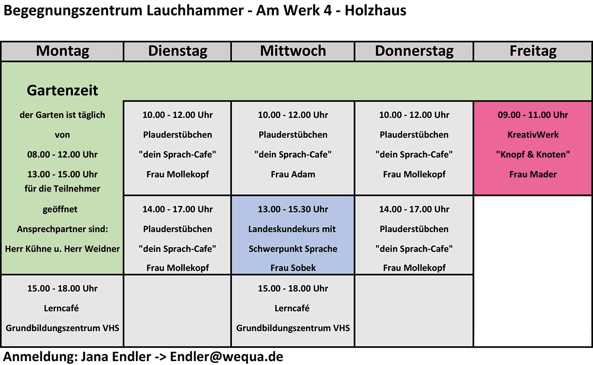 Wochenplanung Lauchhammer Januar 2025