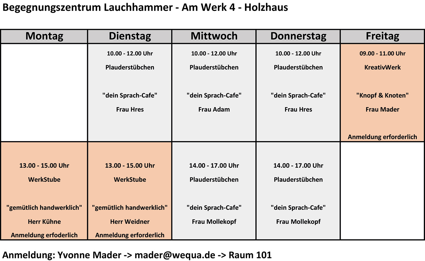 Wochenplanung Lauchhammer Januar 2025